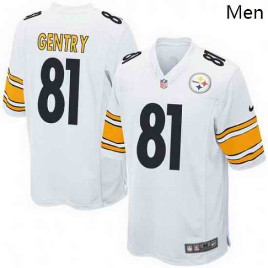Men Nike 81 Zach Gentry Pittsburgh Steelers Game White Jersey